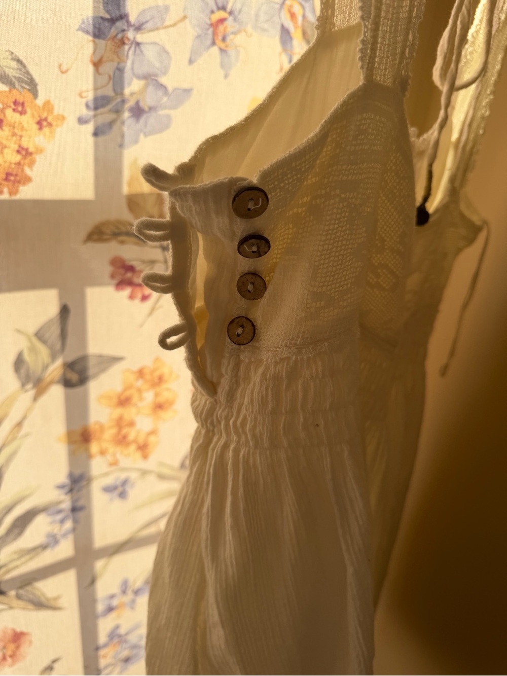 Cream Lace-Trim Cotton Dress by FREE PEOPLE - Picture 3 of 5